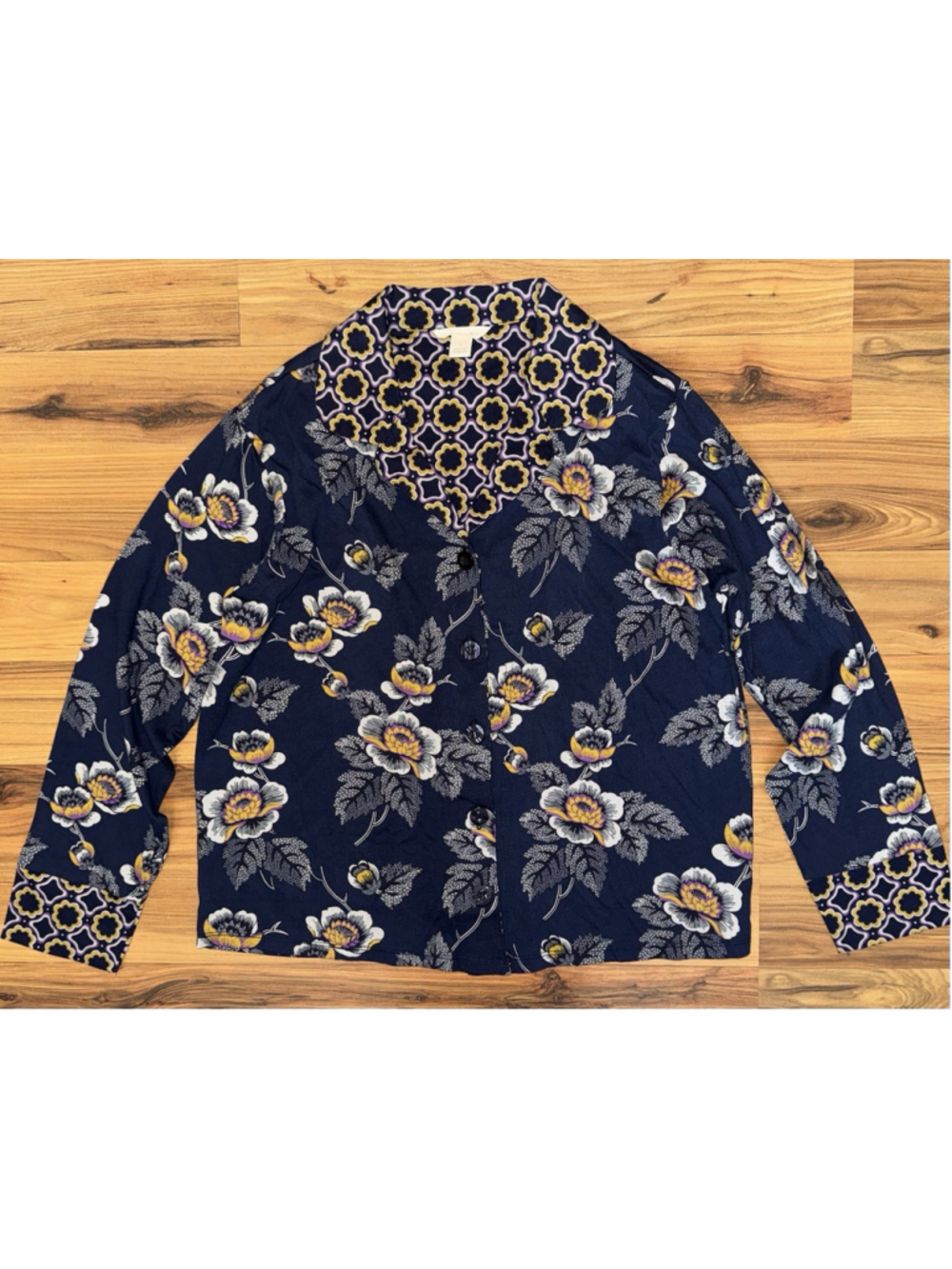 Vera Bradley Women's Small Pajama Set Blue Cotton Loungewear Cozy Maximalist - Picture 2 of 16